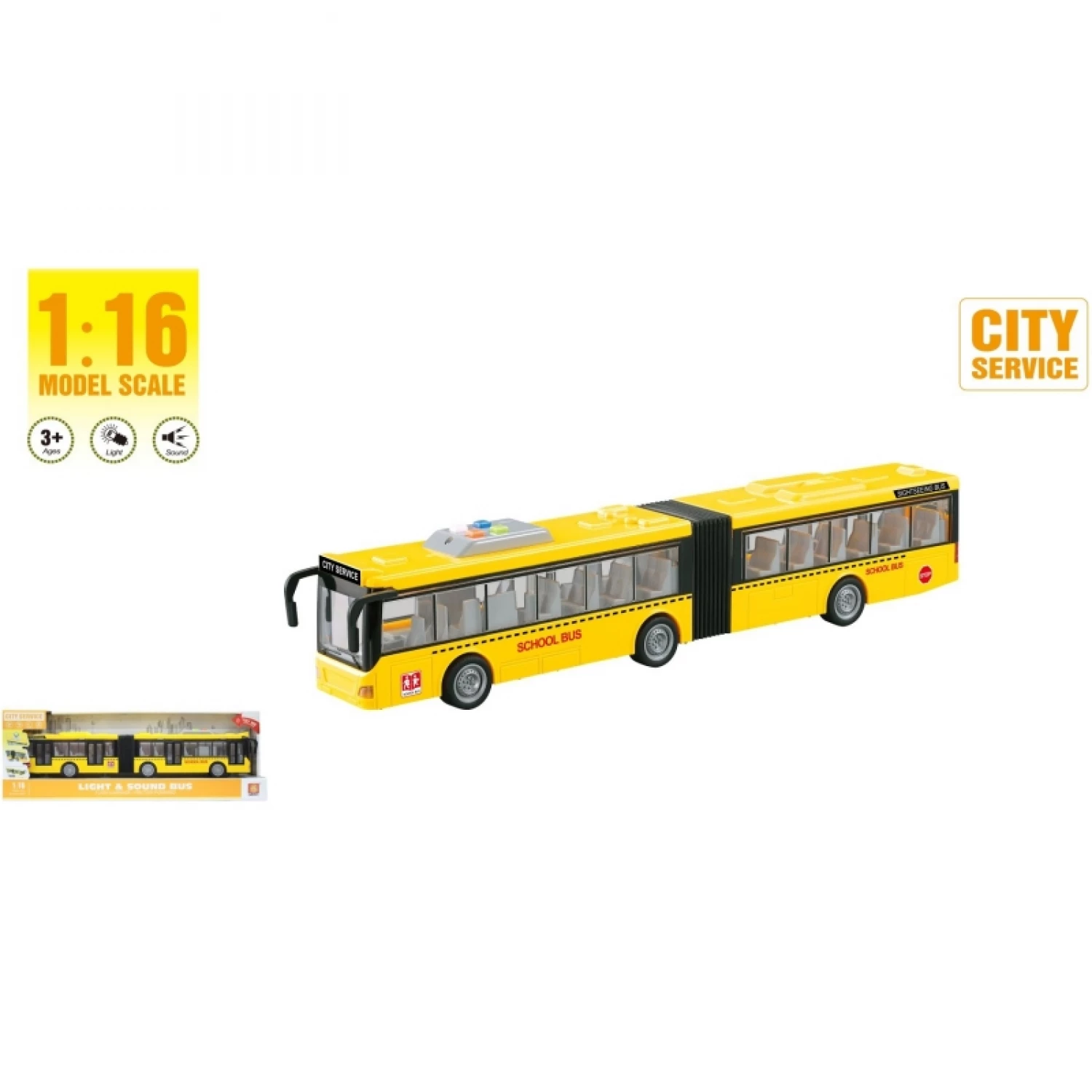 Autobus 1:16 produzeni zuti sa zvukom I svetlom B/O (1/18) Wenyi WY913A